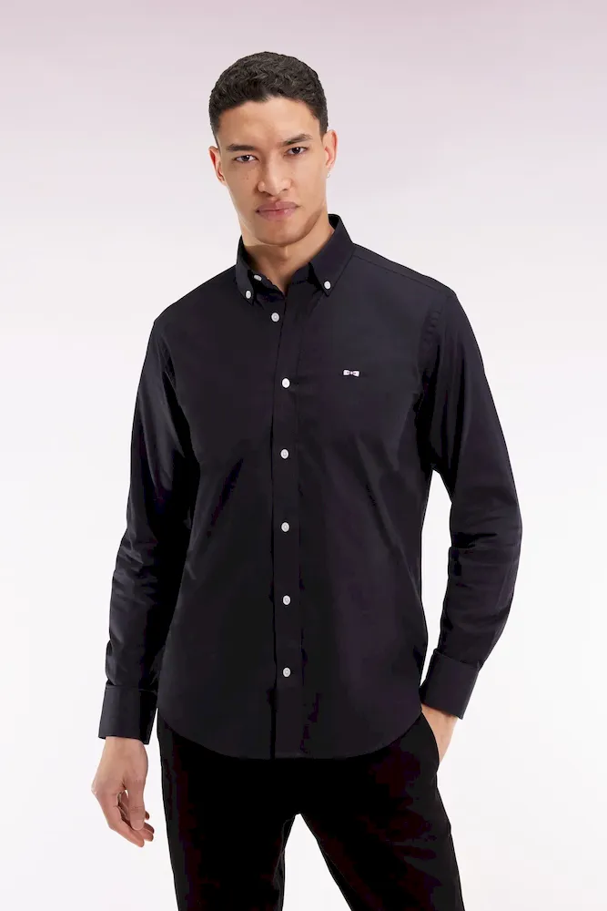 Chemise en coton noire broderies nœud papillon coupe droites – Bild 3