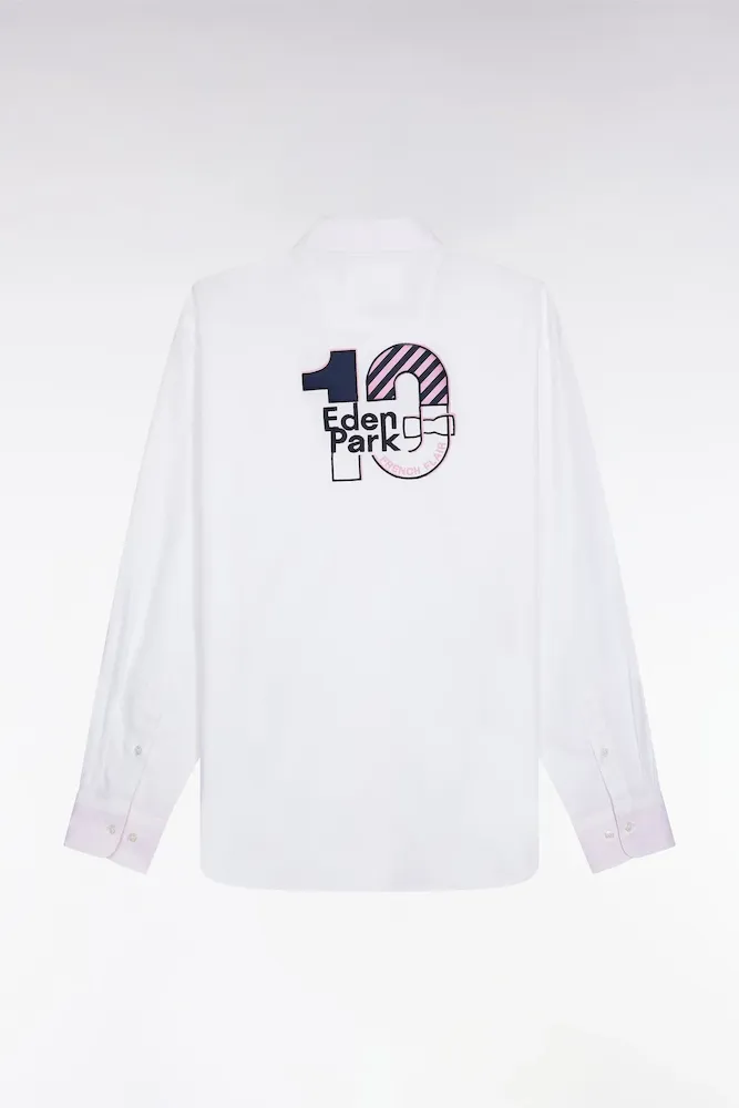 Chemise En Coton Pinpoint Blanche Broderie 10 Dos Coupe Droite