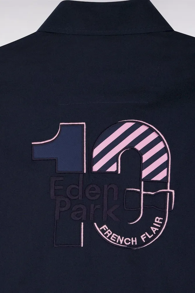 Chemise en coton pinpoint marine broderie 10 dos coupe droite – Bild 6