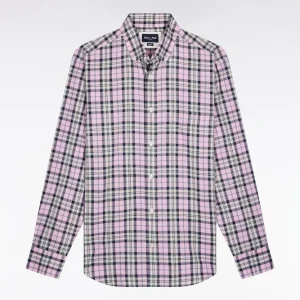 Alternative view of Chemise à carreaux en coton rose coupe droite