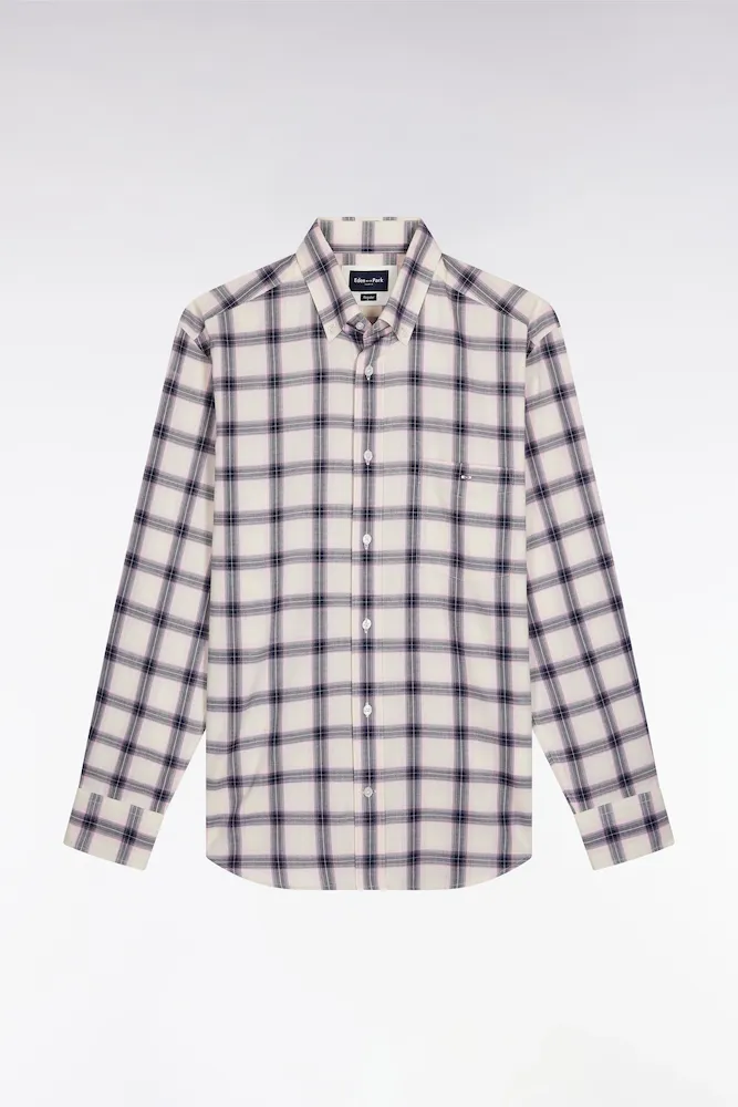 Chemise à Carreaux En Coton Rose Coupe Droite