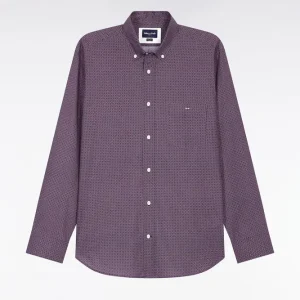 Alternative view of Chemise en popeline de coton à micro-motifs marine coupe droite