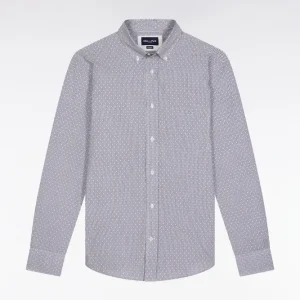 Alternative view of Chemise en coton à micro-motifs nœuds papillon bleus coupe droite