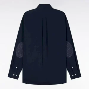 Alternative view of Chemise en coton marine à coudière imprimées coupe droite