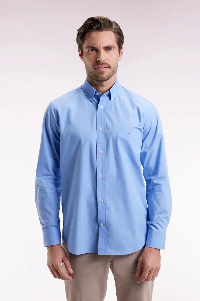 Chemise en coton ciel à coudière imprimées coupe droite – Bild 3