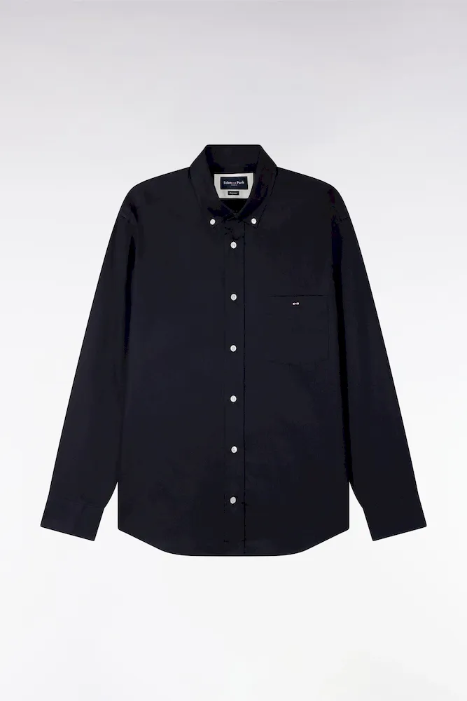 Chemise En Coton Piqué Marine Coupe Droite