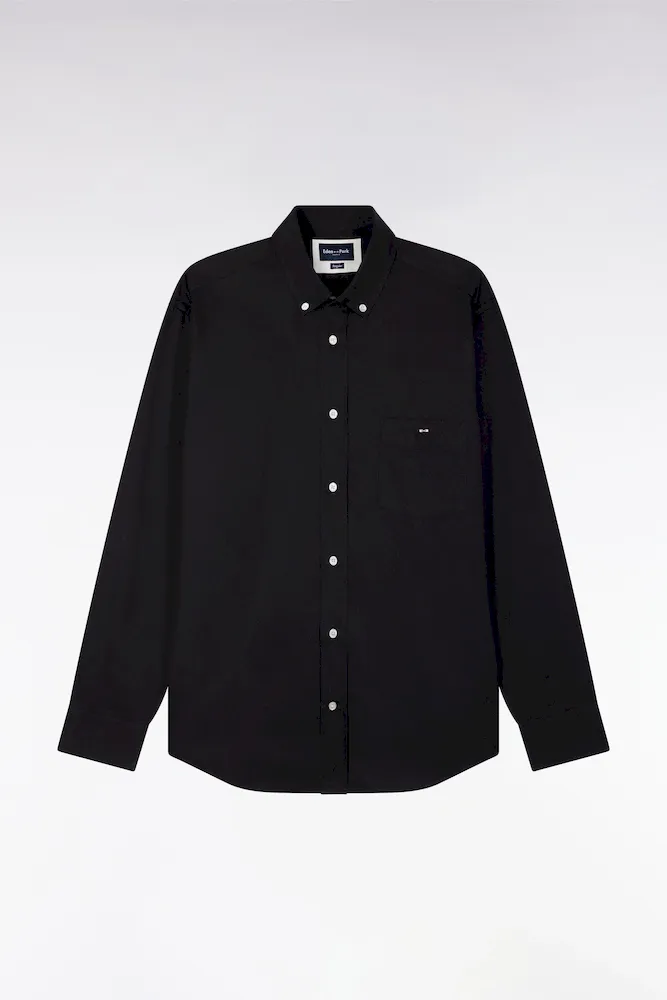 Chemise En Coton Piqué Noir Coupe Droite