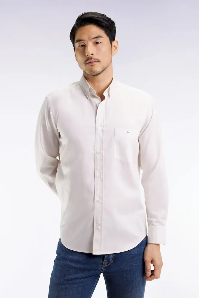 Chemise en coton piqué blanc coupe droite – Bild 3