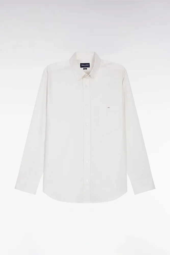 Chemise En Coton Piqué Blanc Coupe Droite
