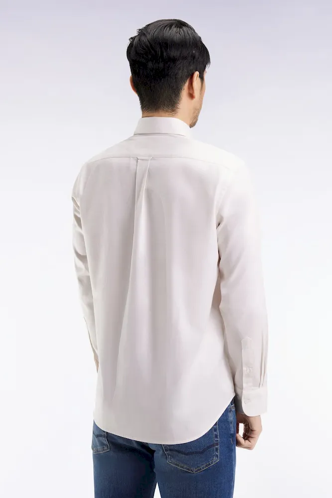 Chemise en coton piqué blanc coupe droite – Bild 5