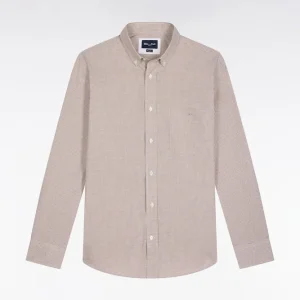 Alternative view of Chemise vichy en popeline de coton beige coupe droite