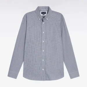 Alternative view of Chemise vichy en popeline de coton marine coupe droite