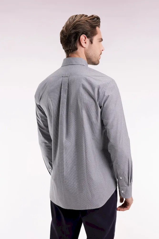 Chemise vichy en popeline de coton marine coupe droite – Bild 5