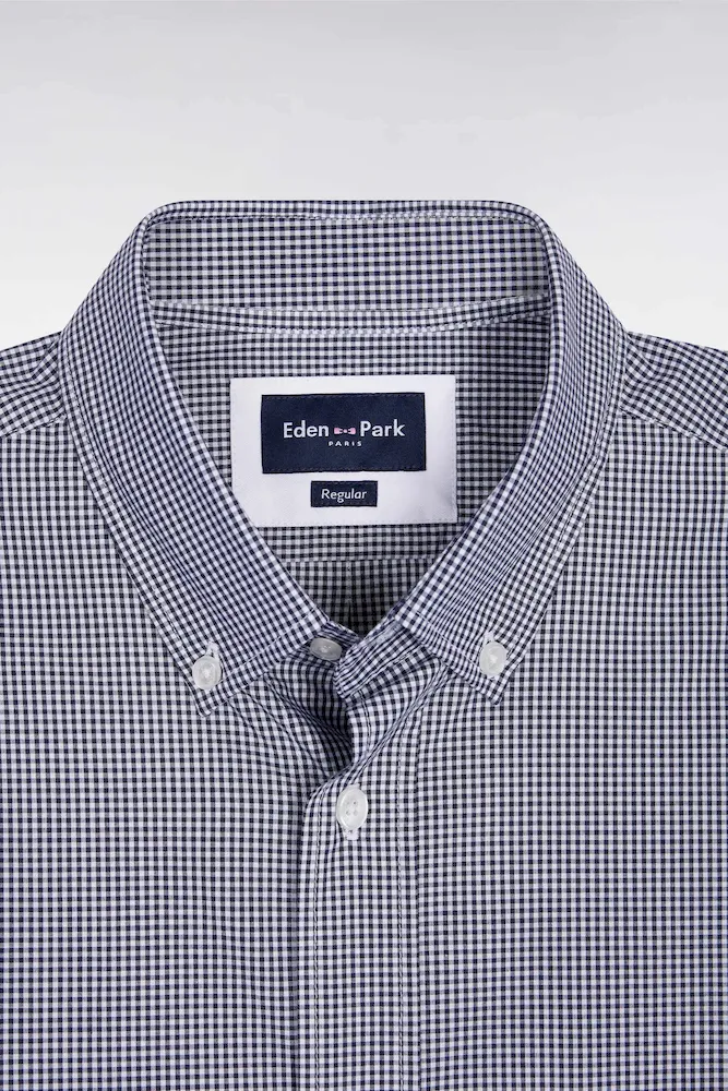 Chemise vichy en popeline de coton marine coupe droite – Bild 6