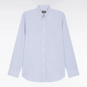 Alternative view of Chemise vichy en popeline de coton bleue coupe droite