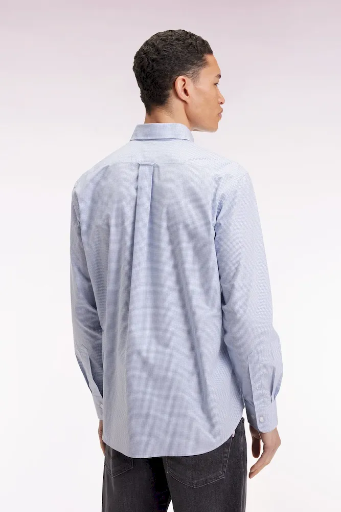 Chemise vichy en popeline de coton bleue coupe droite – Bild 5