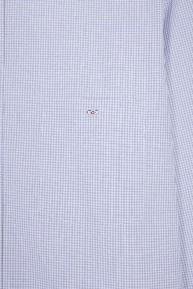 Chemise vichy en popeline de coton bleue coupe droite – Bild 6