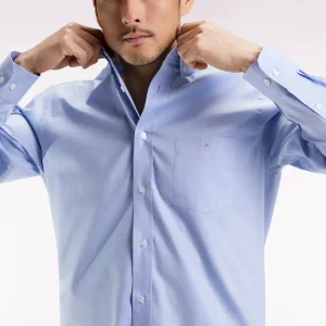 Chemise en coton ciel coupe droite