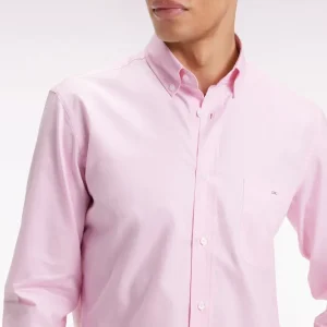 Chemise en coton rose coupe droite