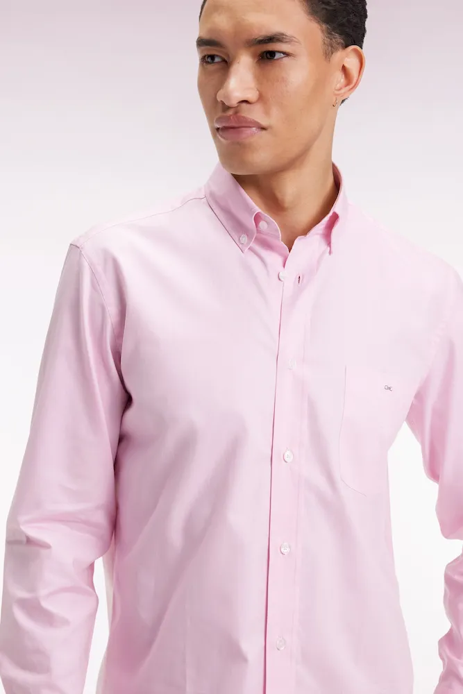 Chemise en coton rose coupe droite