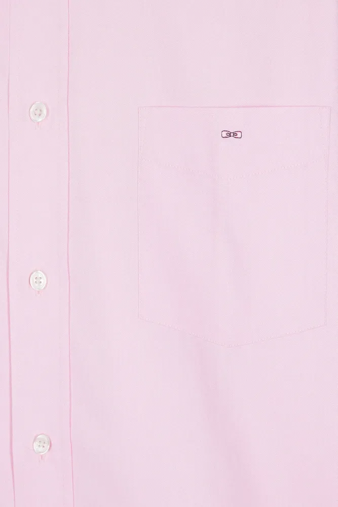 Chemise en coton rose coupe droite – Bild 6