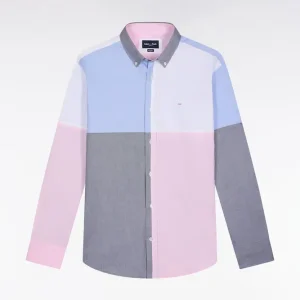 Alternative view of Chemise en coton à motif quatre couleurs coupe droite