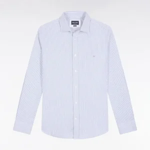 Alternative view of Chemise rayée en coton ciel coupe droite