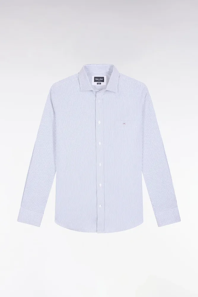 Chemise Rayée En Coton Ciel Coupe Droite
