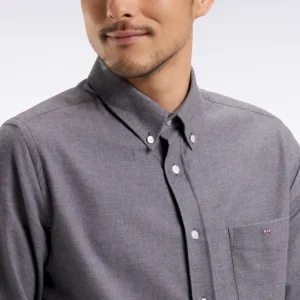 Chemise en flanelle grise coupe droite