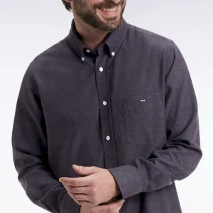 Chemise en flanelle gris foncé coupe droite