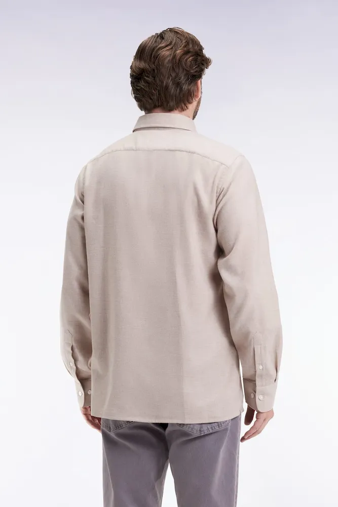 Chemise en flanelle beige coupe droite – Bild 3