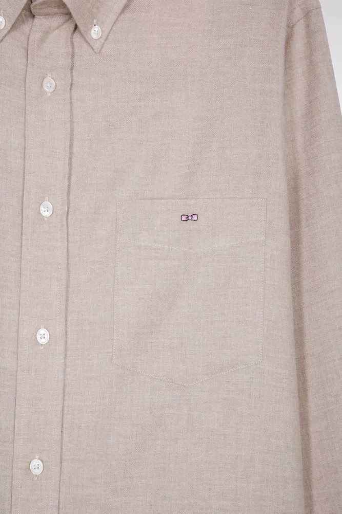 Chemise en flanelle beige coupe droite – Bild 5