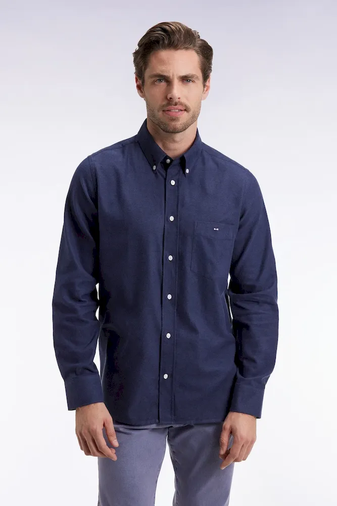 Chemise en flanelle marine coupe droite – Bild 3