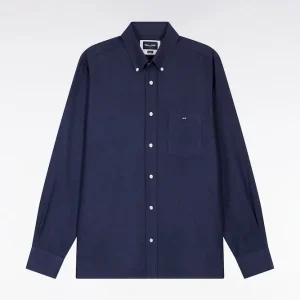 Alternative view of Chemise en flanelle marine coupe droite