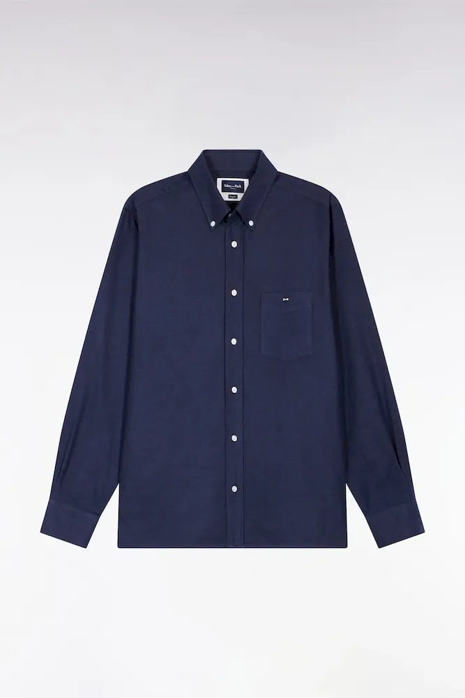 Chemise En Flanelle Marine Coupe Droite