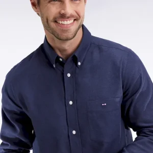Chemise en flanelle marine coupe droite