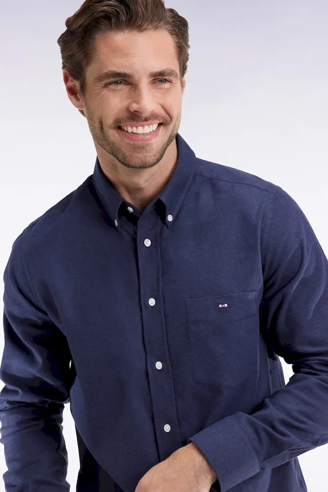 Chemise en flanelle marine coupe droite
