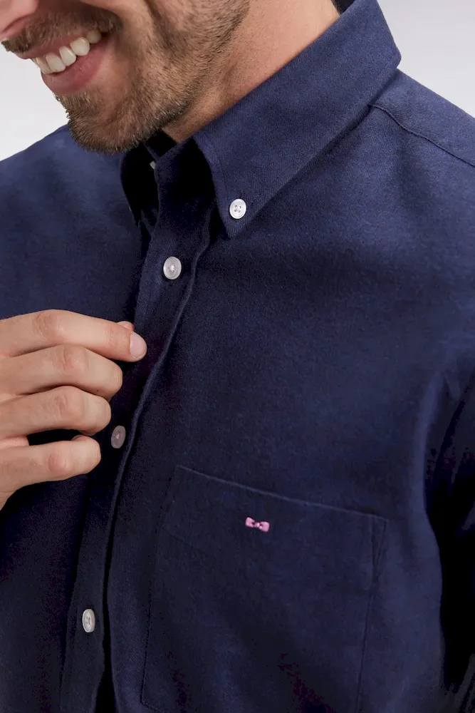 Chemise en flanelle marine coupe droite – Bild 4