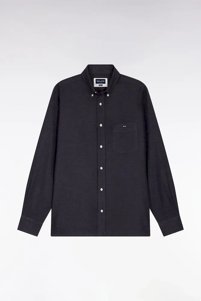 Chemise En Flanelle Gris Foncé Coupe Droite