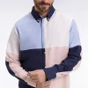 Chemise en coton à motifs damiers quatre couleurs coupe droite