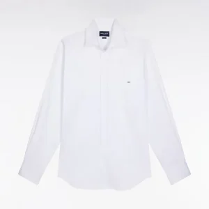 Alternative view of Chemise en coton Pima stretch blanche coupe droite