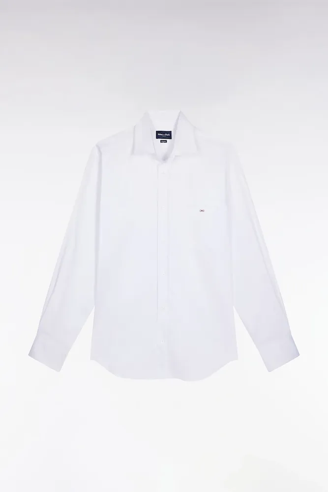 Chemise En Coton Pima Stretch Blanche Coupe Droite
