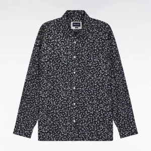 Alternative view of Chemise en coton marine imprimé floral coupe droite