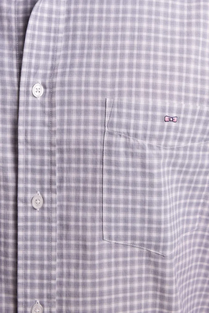 Chemise en coton à carreaux gris coupe droite – Bild 4