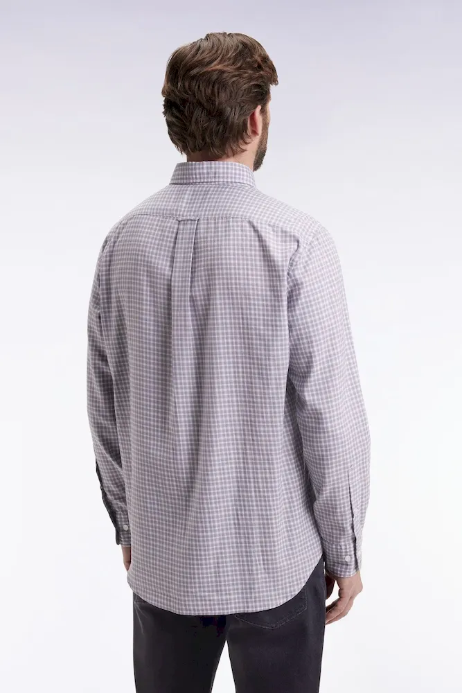 Chemise en coton à carreaux gris coupe droite – Bild 5
