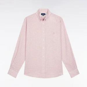 Alternative view of Chemise en coton à carreaux rose coupe droite