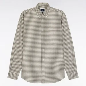 Alternative view of Chemise en flanelle de coton grise coupe droite