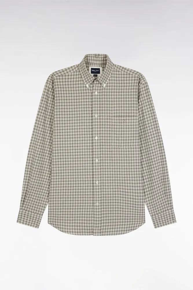Chemise En Flanelle De Coton Grise Coupe Droite
