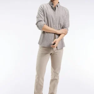 Chemise en flanelle de coton grise coupe droite