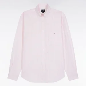 Alternative view of Chemise en popeline de coton rayée rose coupe droite